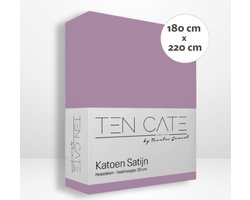 Ten Cate Hoeslaken - Hoeslaken 180 x 220 - Katoensatijn - Hoeslakens - Geschikt voor boxspring en matras - Hoekhoogte 35cm - Elastiek Rondom - Strijkvrij - Paars