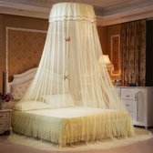 Klamboe baldakijn bedhemel baldakijn babybed fijnmazig bednet kanten gordijn prinsessenstijl slaapkamerdecoratie eenvoudige installatie (beige)
