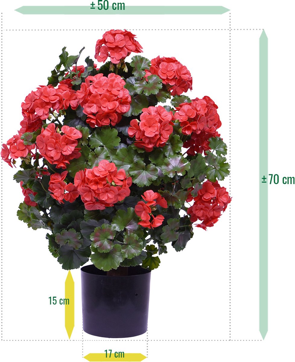 maxifleur Kunstplanten Geranium bol kunstplant 50cm UV rood