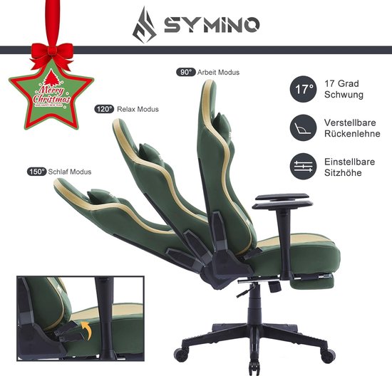 Chaise Gaming Bureau Fauteuil Ergonomique – Repose-pieds, Réglable – Gris/noir