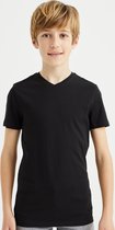 WE Fashion Jongens basic T-shirt met V-hals