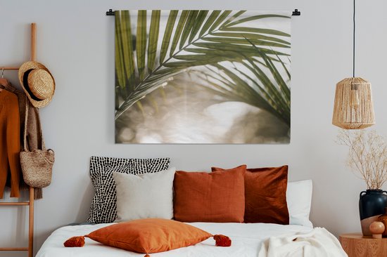 Tenture murale - Tissu mural - Palmier - Feuille de palmier - Soleil - Été - 120x90 cm - Tapisserie