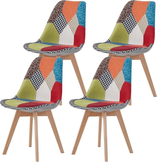 Mima® Eetkamerstoelen set van 4 - Eetkamer Stoelen - Multicolor- Keukenstoelen- Wachtkamer stoelen- Modern- Urban