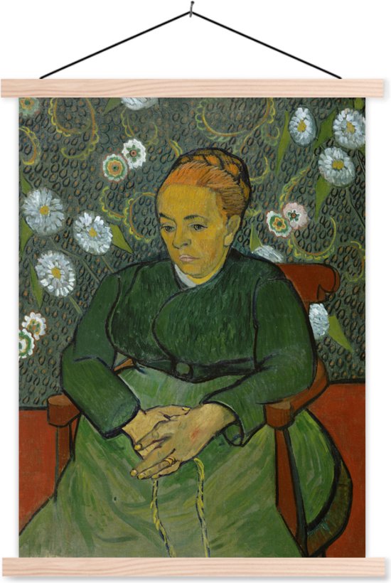 Support pour affiche avec affiche 60x80 cm - Affiche scolaire - La berceuse (portrait de Madame Roulin) - Vincent van Gogh - Affiche textile - Lattes vierges