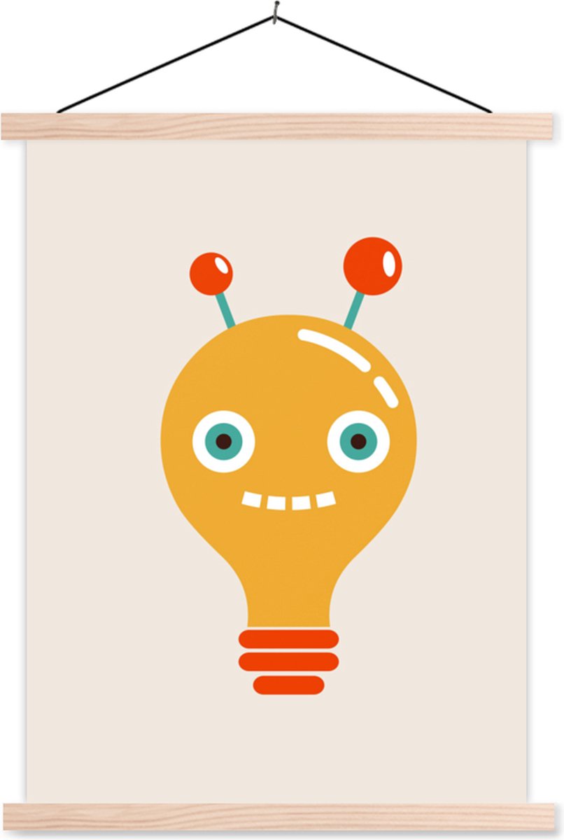 Posterhanger incl. Poster 40x53 cm - Schoolplaat - Robot - Gloeilamp - Gezicht - Antenne -