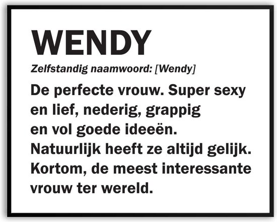 Wendy Woordenboek Fotolijst met glas 30 x 40 cm - Prachtige kwaliteit - jarig - verjaardag - kado - Canvas - incl ophangsysteem - Poster - Grappig - cadeau