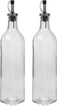Vivalto Azijn/olie fles met schenktuit en dop - glas - 500 ml - 31 cm