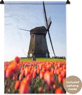 Tapisserie Paysages Nederland - Un moulin à vent avec des tulipes Tapisserie coton 60x90 cm - Tapisserie avec photo