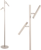 Beige vloerlamp leeslamp | 2 lichts | zand / beige / creme | metaal | 150 cm | vloerlamp | dimbaar | modern design | Luogo | Freelight