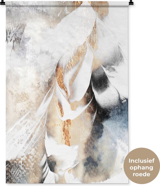 Tapisserie - Toile murale - Abstrait - Or - Design - Luxe - 90x135 cm - Tapisserie