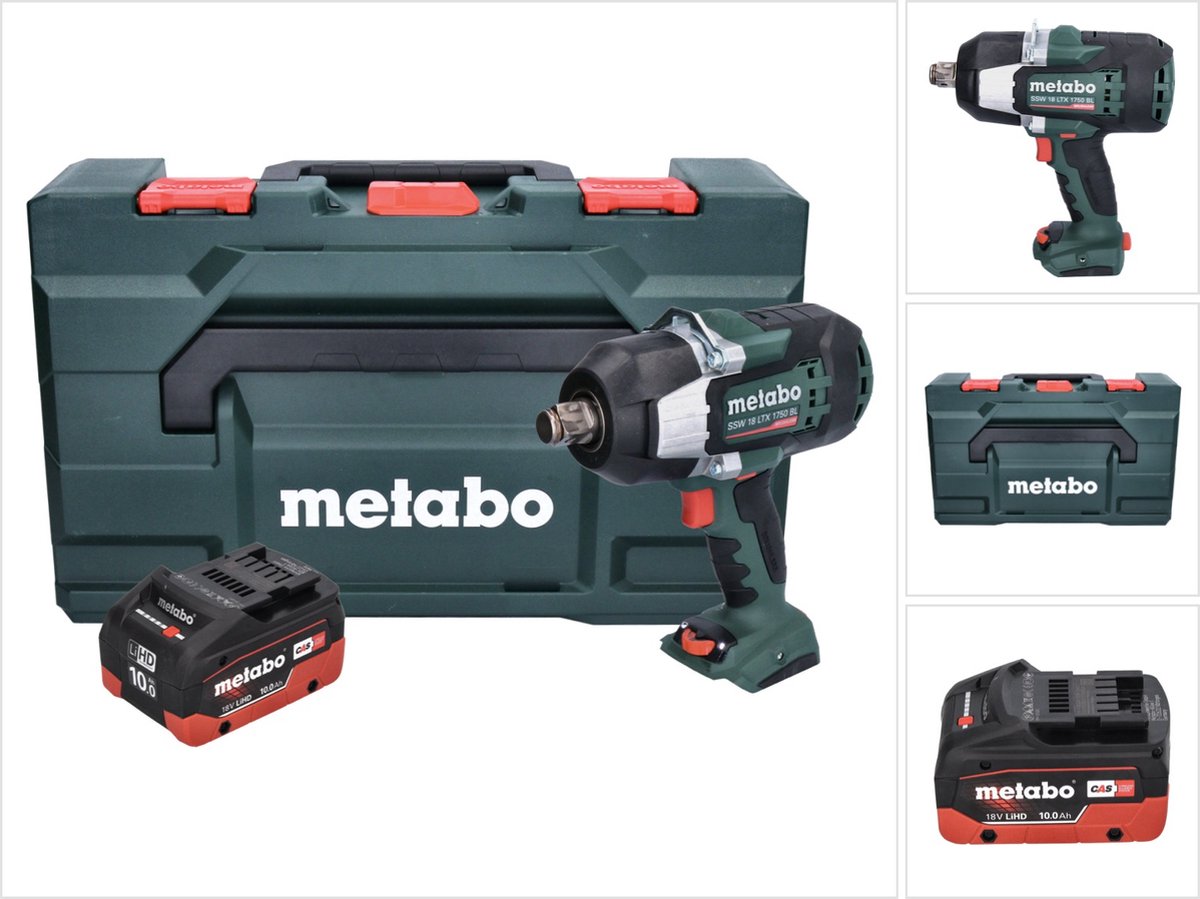 Metabo SSW 18 LTX 1750 BL accuslagmoersleutel 18 V 1750 Nm 3/4" borstelloos + 1x oplaadbare accu 10.0 Ah + metaBOX - zonder oplader