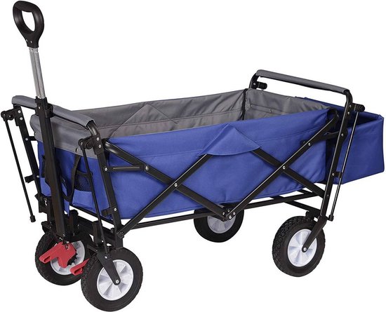 BukkitBow - Opvouwbare Bolderkar Met Dak - Inklapbare Handkar met Stalen Frame - Massief Rubberen Wielen - Tot 80 kg Belasting - Blauw van BukkitBow — afbeelding 3