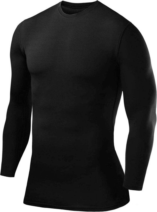 PowerLayer Men's Compression Base Layer Top Long Sleeve Under Shirt - Mock Neck - White, Small