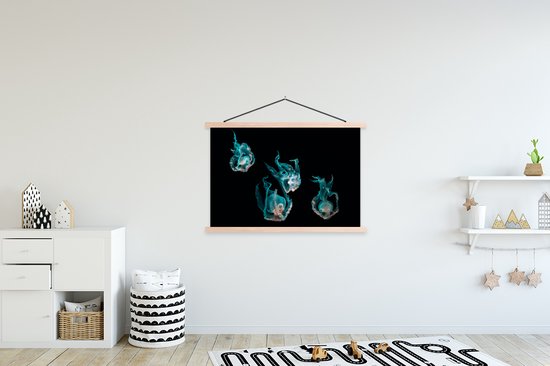 Support pour affiche avec affiche 150 x 100 cm - Affiche scolaire - Animaux aquatiques - Animaux marins - Zwart - Affiche textile - Lattes vierges