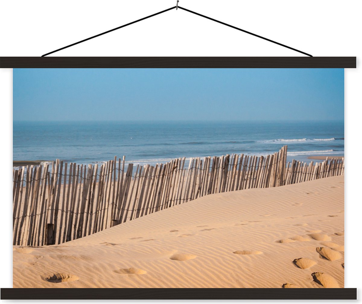 Posterhanger incl. Poster 60x40 cm - Schoolplaat - Strand - Zee - Palen - Textielposter - 