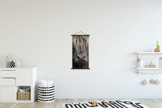 Porte-affiche avec affiche - Affiche scolaire - Scottish Highlander - Marron - Nez - 40x80 cm - Lattes noires