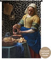 Wandkleed - Wanddoek - Melkmeisje - Kunst - Panterprint - Vermeer - Schilderij - Oude meesters - 90x135 cm - Wandtapijt
