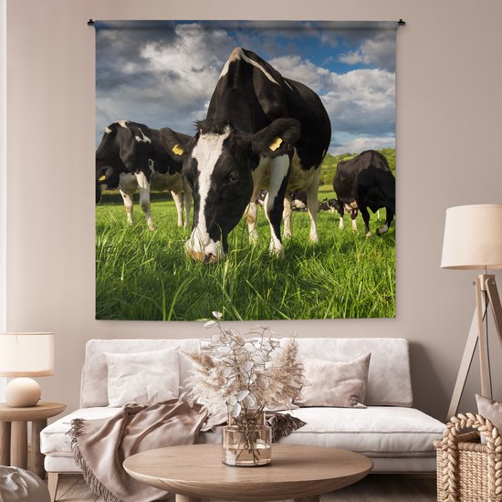 Tapisserie - Tapisserie - Vaches - Animaux - Herbe - Pâturage - Ferme - 180x180 cm - Tapisserie