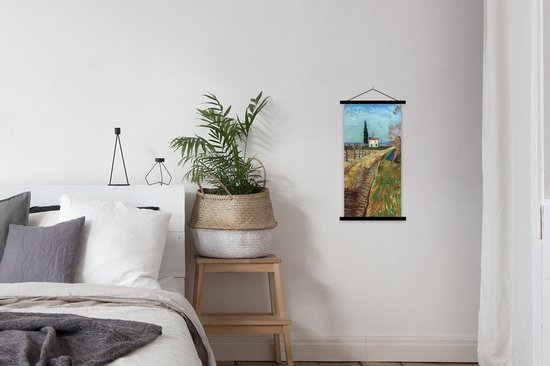 Affiche scolaire - Chemin dans un champ de saules - Vincent van Gogh - 40x80 cm - Lattes noires