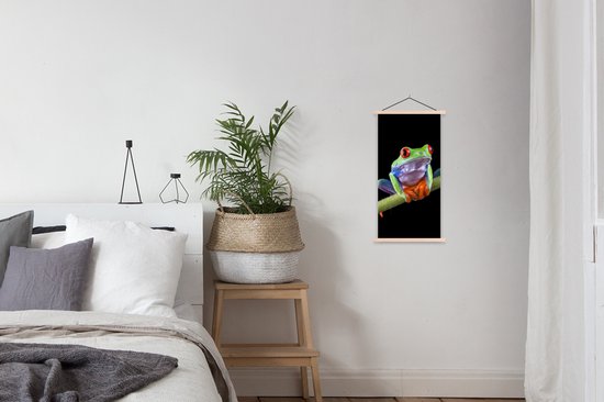 Porte-affiche avec affiche - Affiche scolaire - Grenouille - Plante - Zwart - 40x80 cm - Lattes vierges
