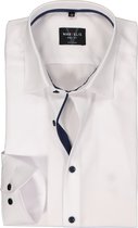 MARVELIS body fit overhemd - mouwlengte 7 - popeline - wit - Strijkvriendelijk - Boordmaat: 41