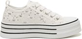 SmileFavorites® Dames Sneakers - Wit - Stof - Maat 37