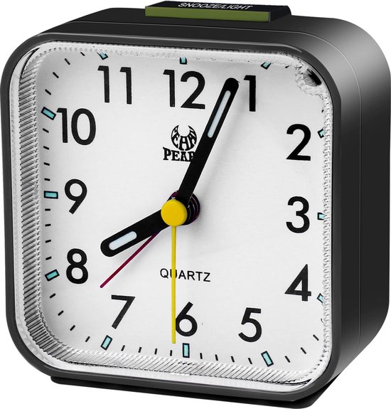Fisura Analoge wekker, groen en munt, zonder Tic-TAC, wekker met led-nachtlampje, wijzerplaat 9 cm, 11,7 x 5,5 x 16, metaal
