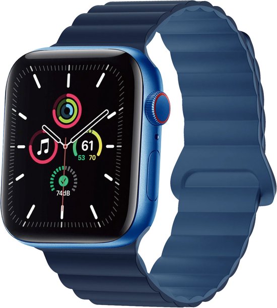 iMoshion Siliconen magnetisch bandje geschikt geschikt voor Apple Watch Series 1 / 2 / 3 / 4 / 5 / 6 / 7 / 8 / 9 / SE - 38 / 40 / 41 mm - Donkerblauw