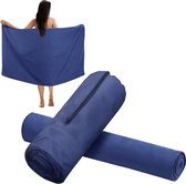JEMIDI sneldrogende microvezel handdoek - 70 x 140 cm - Sporthanddoek fitness - Sneldrogend microvezel - Sneldrogende handdoek - Donker blauw