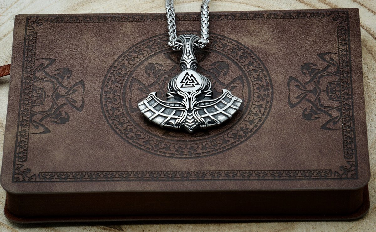 [Two Ravens] Viking Ketting - De hamer van Thor Ketting - Thor's Hamer Ketting - Mjolnir met Valknut - Thor Hamer Hanger - Viking Sieraden - Noorse Mythologie - Asatru - Heidens - Pagan