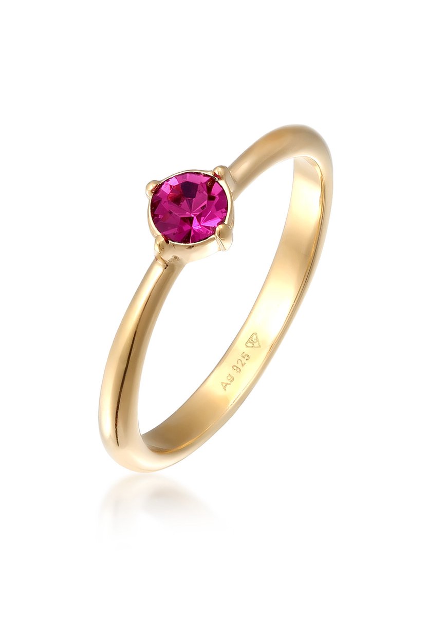 Elli - Ring - Dames Eenzaam klassiek met kristal roze in 925 sterling zilver - Dames