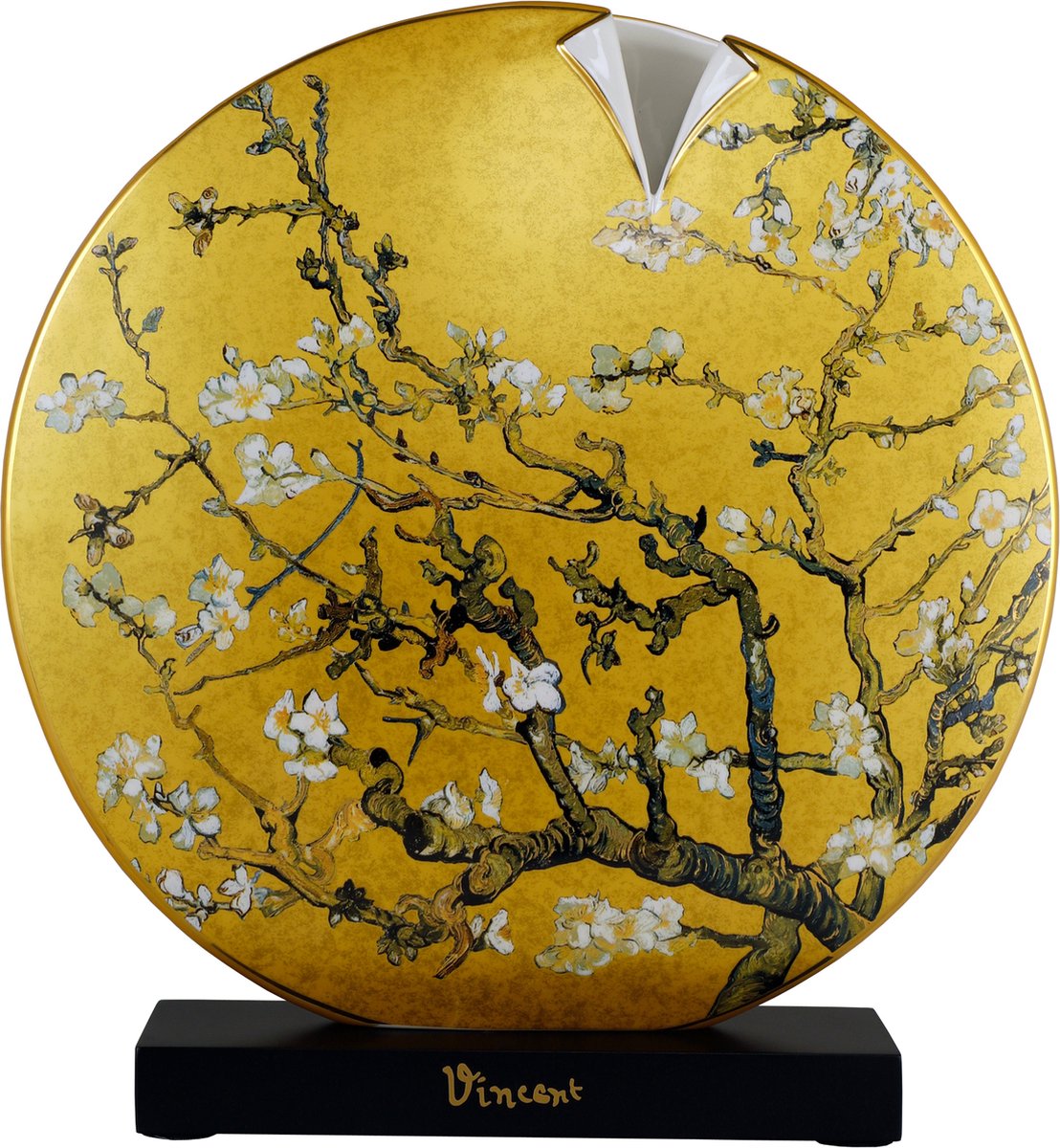 Goebel - Vincent van Gogh | Vaas Amandelboom goud 33 | Porselein - 33cm - met echt goud - Limited Edition