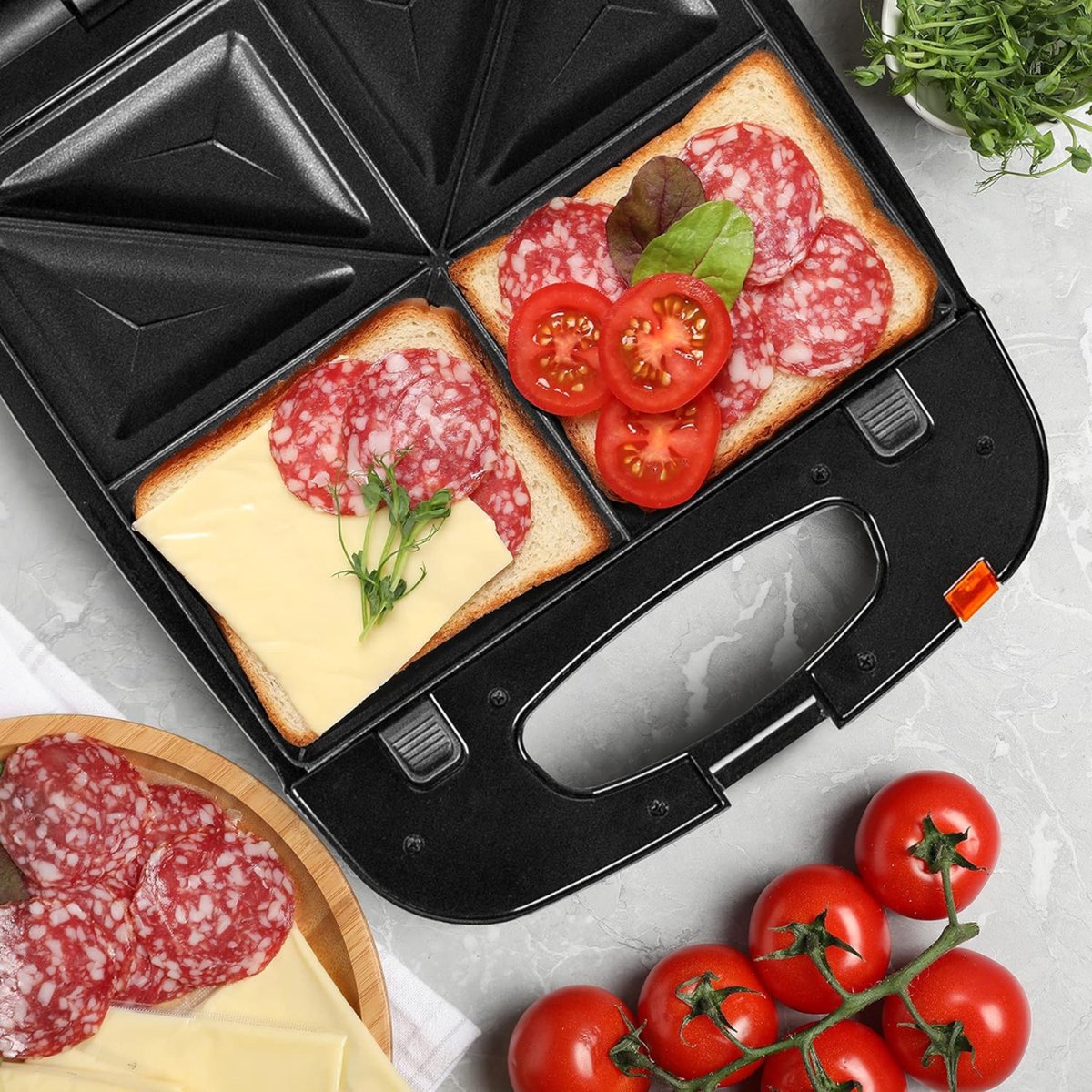 Baker's Friend 3-in-1 wafelijzer met afneembare platen, vierkant wafelijzer met afneembare platen, pannenkoeken- en sandwichpers, grillkaasmaker, anti- aanbaklaag, roestvrij staal, aqua