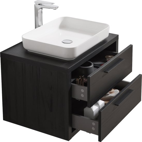 VEVOR Hoekdouchebank met opbergrek, 450 x 450 x 470 mm, polystyreen met houtnerf, waterdicht, douchekruk voor binnen en buiten