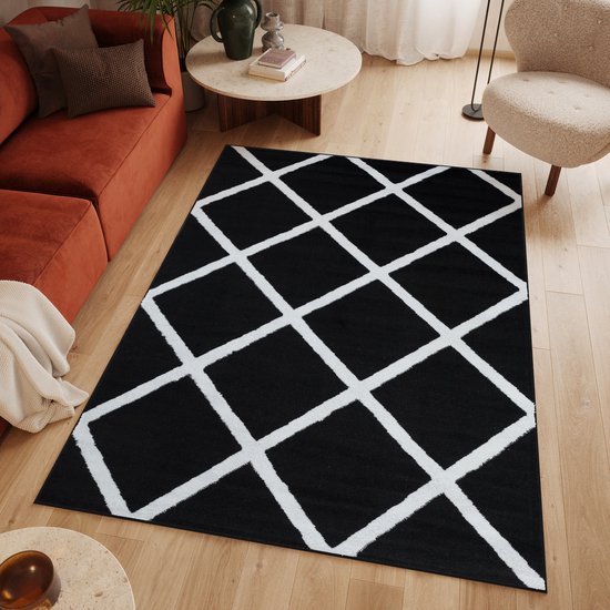 Tapiso Tapis De Luxe Salon Chambre Design Zwart Géométrique Moderne Aspect Attrayant Tapis Durable De Haute Qualité Taille - 300 x 400 cm