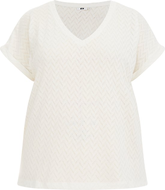 WE Fashion Dames T-shirt met opengewerkt dessin - Curve