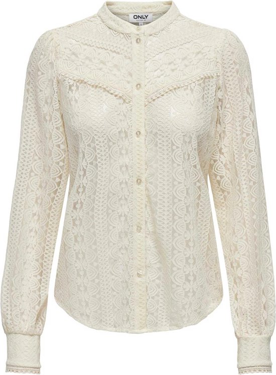 Only Blouse Onlreba Lace L/s Shirt Wvn Noos 15282071 Egret Dames Maat - S