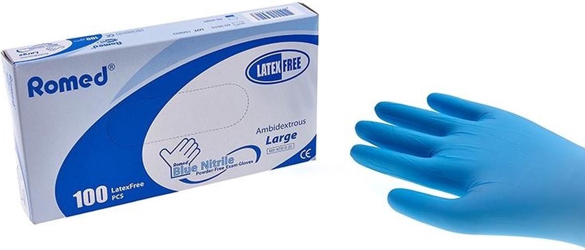 Goedkoopste Romed Nitril handschoenen 1000 stuks - Set van 10 doosjes L Romed