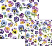 Ambiente servetten - Viooltjes - 2 pakjes 33x33cm en 25x25cm - paars blauw geel - zomer bloemen