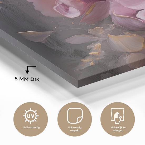 MuchoWow® Peinture sur verre 120x80 cm - Peinture sur verre acrylique - Fleurs - Rose - Nature morte - Art - Photo sur verre - Décoration murale salon - Décoration murale chambre - Peintures