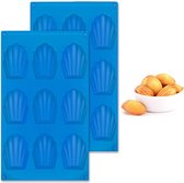 2 stuks siliconen bakvormen voor chocolade, snoep, koekjes, ijsblokjes (9 holtes, blauw)
