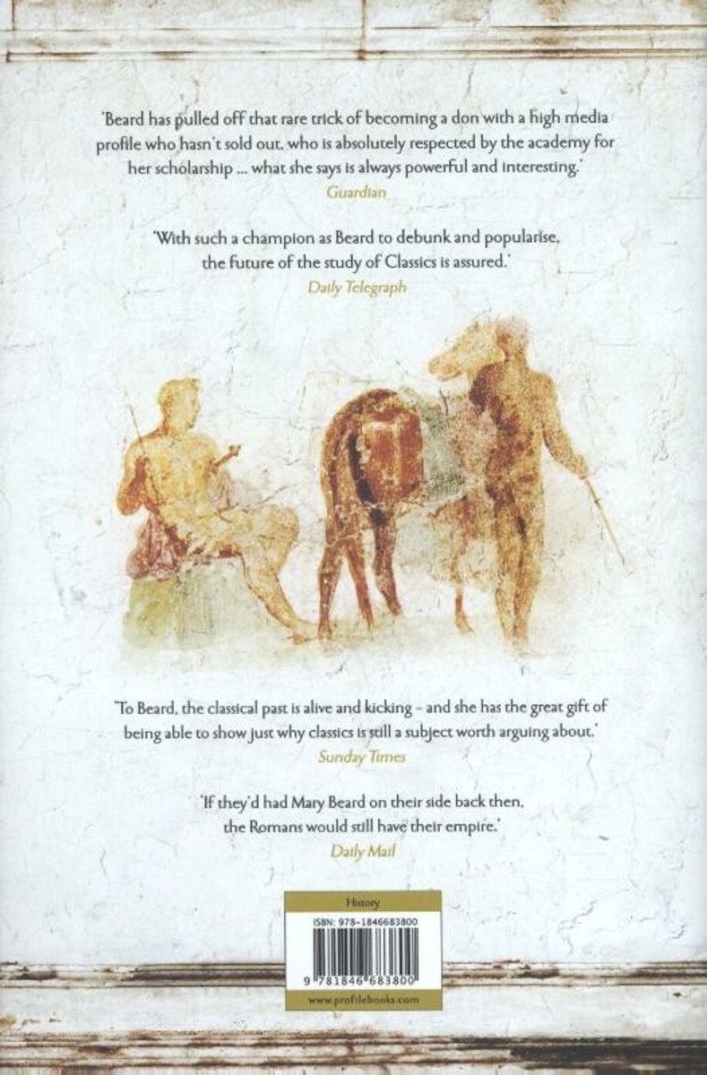 Arrière du livre avec des citations, une peinture murale antique représentant des personnes et des animaux, et des informations ISBN.
