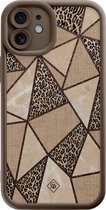 Casimoda® hoesje - Geschikt voor iPhone 11 - Leopard Abstract - Effen telefoonhoesje met lensbescherming - TPU - Backcover - Bruin/beige