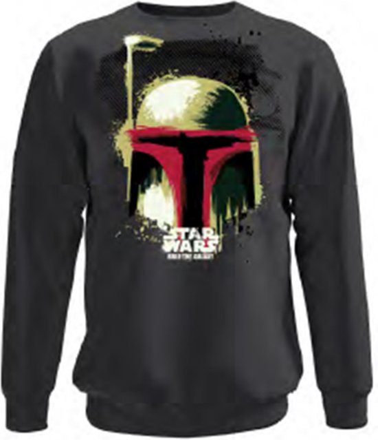 Star Wars - Boba Fett's Helm - Heren Charcoal Crew Neck Sweatshirt - L
