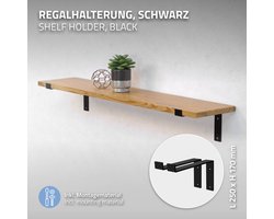 Wandhouder Plankhouder set van 2 250 x 145 mm zwart staal ML design