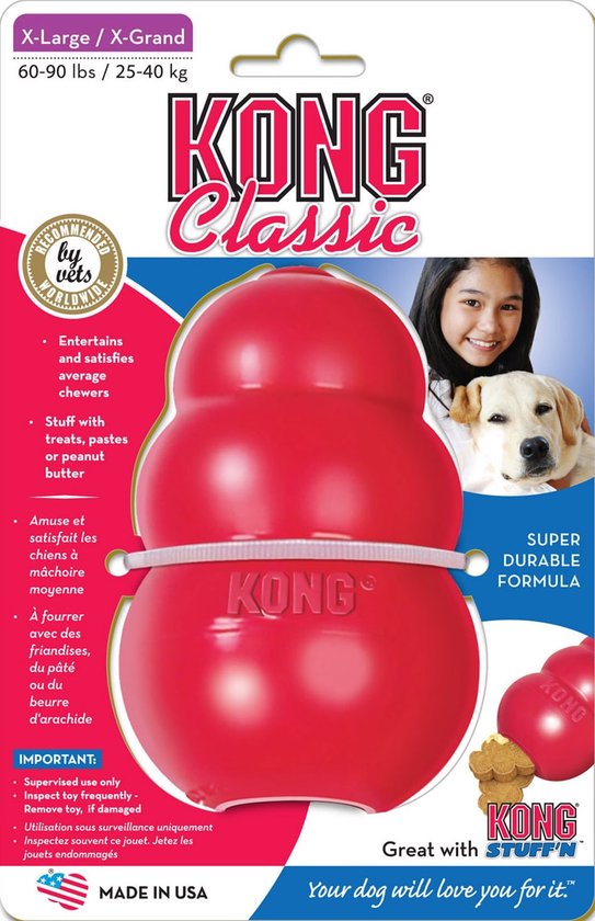 KONG Classic - Snackbal Honden Speelgoed - Rubber - 10.16cm - Rood - Maat L