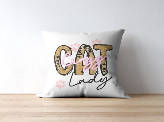 Cat Lover Kussen met tekst: Crazy cat lady | Katten Liefhebber | Katten Spreuk | Cadeau | Grappig Kussen | Geschenk | Sierkussen