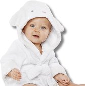 BoefieBoef Schaap Eco-vriendelijke Baby & Dreumes Dieren Badjas - 100% Katoen Kinder Ochtendjas met Capuchon - Perfect Kraamcadeau voor 0-2 Jaar - Wit Lammetje