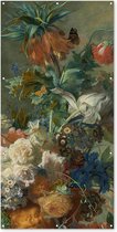 Schuttingposter Stilleven met bloemen - Schilderij van Jan van Huysum - 100x200 cm - Tuindoek