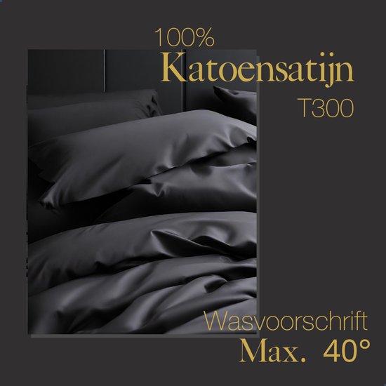 Ten Cate Premium Dekbedovertrek - Dekbedovertrek 140 x 200 - Dekbedovertrekken - Dekbedovertrek 1 persoons - Satijn - Antraciet — afbeelding 3